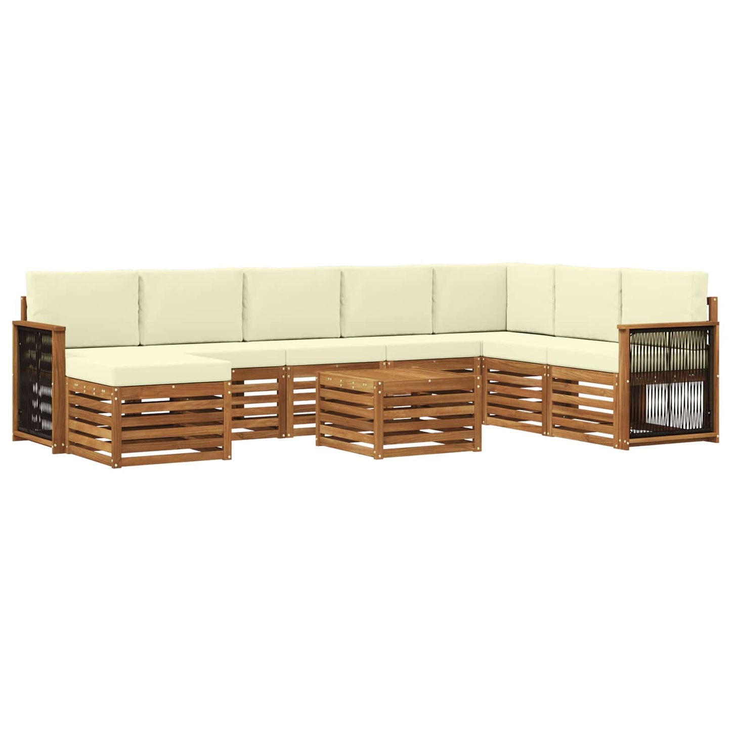 Set di divani da esterno con cuscino 7 pcs Naturale e Crema