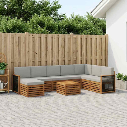 Set di divani da esterno 7 pcs Naturale e Grigio Chiaro