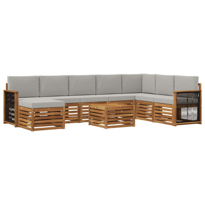 Set di divani da esterno 7 pcs Naturale e Grigio Chiaro