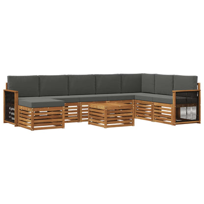 Set di divani da esterno con cuscino 7 pcs Naturale e Antracite