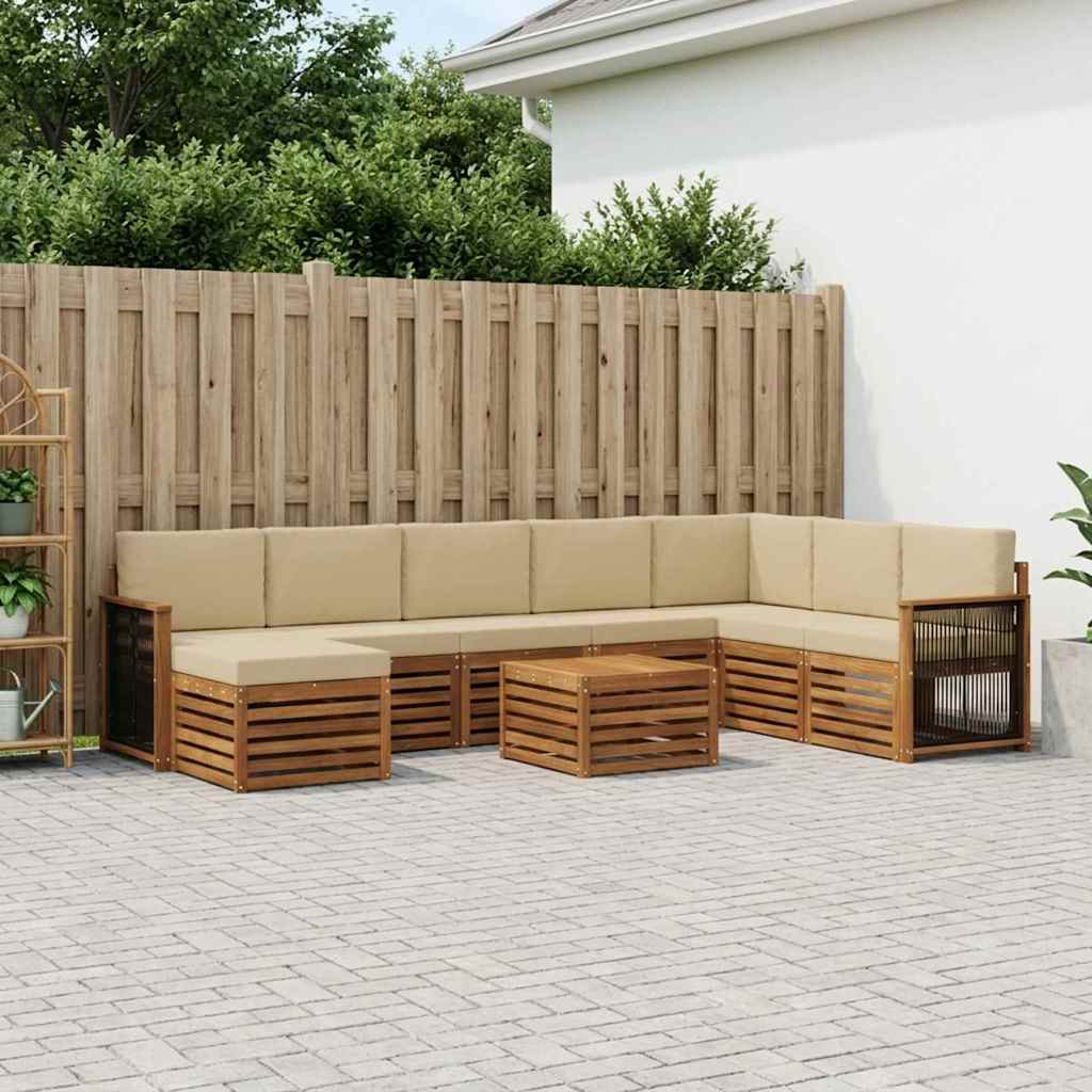 Set di divani da esterno con cuscino 7 pcs Naturale