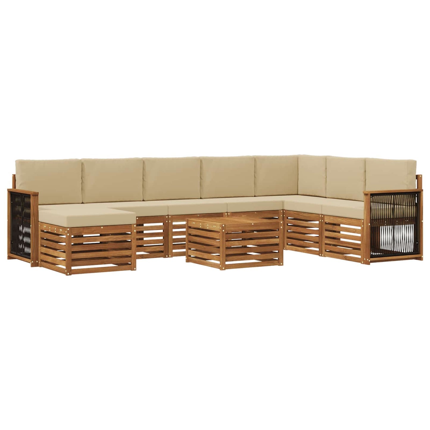 Set di divani da esterno con cuscino 7 pcs Naturale