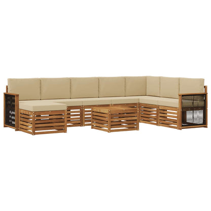 Set di divani da esterno con cuscino 7 pcs Naturale
