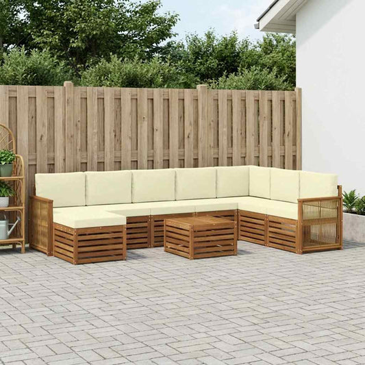 Set di divani da esterno con cuscino 7 pcs Naturale e Crema