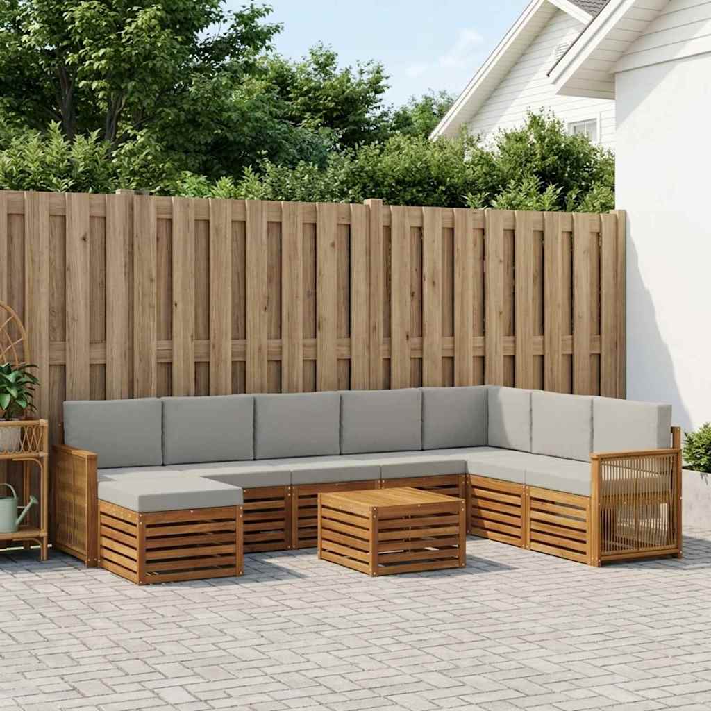 Set di divani da esterno 7 pcs Naturale e Grigio Chiaro