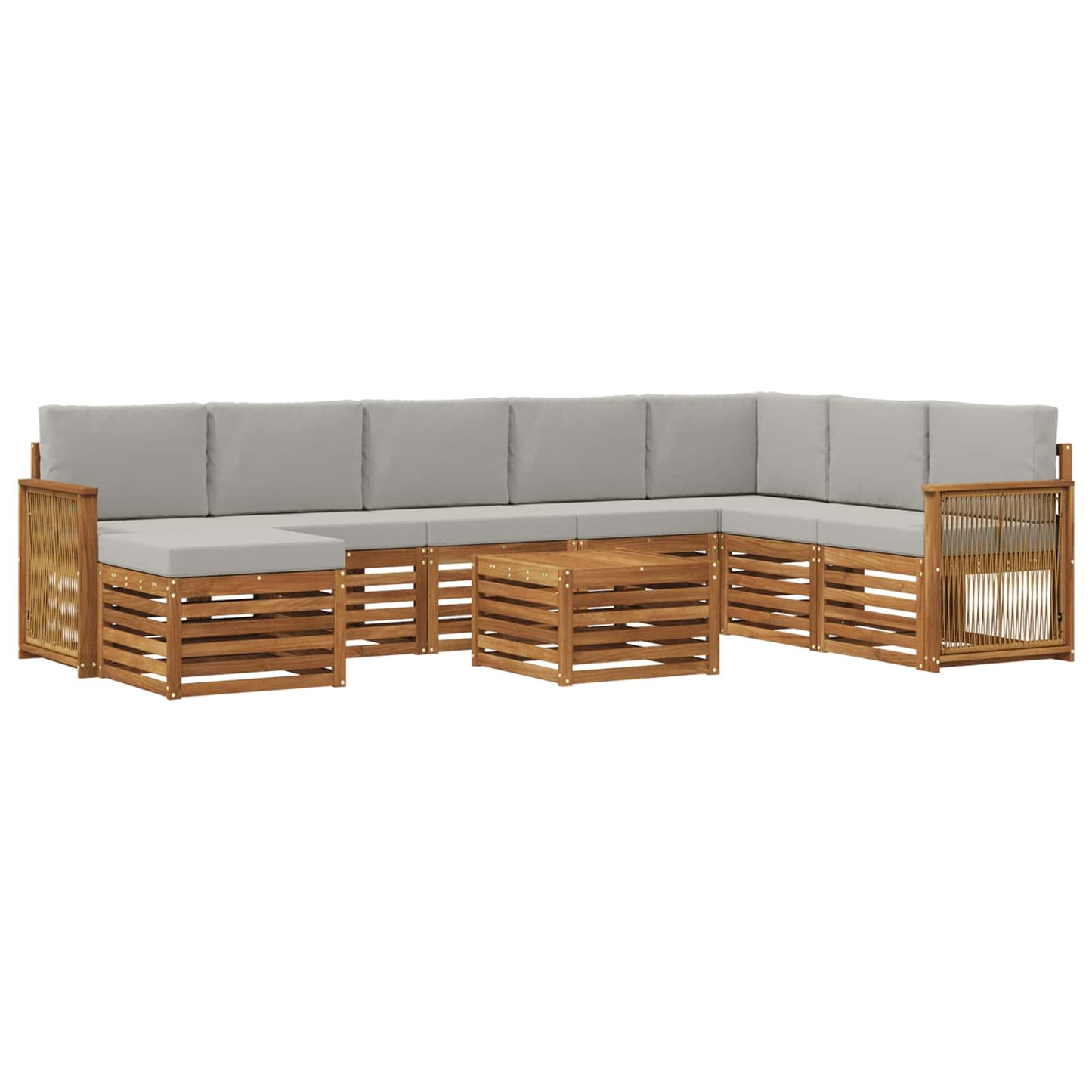Set di divani da esterno 7 pcs Naturale e Grigio Chiaro