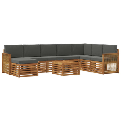 Set di divani da esterno con cuscino 7 pcs Naturale e Antracite