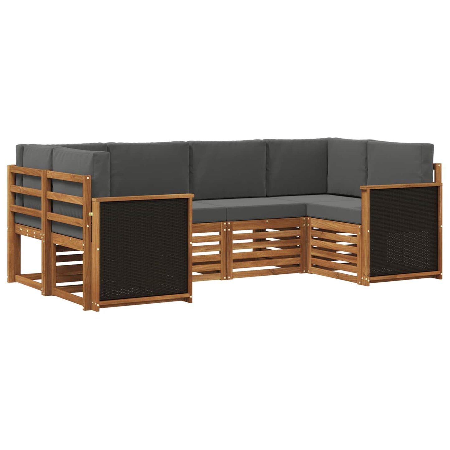 Set divano sezionale con cuscino 5 pcs Naturale e Antracite