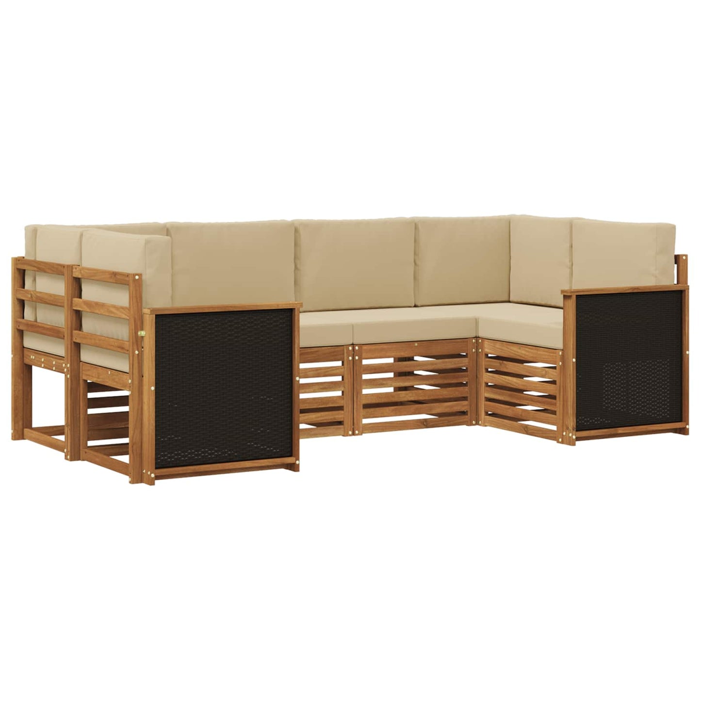 Set divano sezionale con cuscino 5 pcs Naturale
