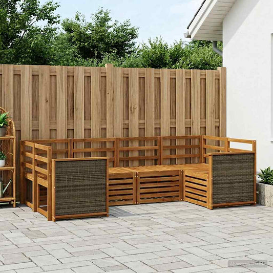 Set divano sezionale 5 pcs Naturale Legno di Acacia Massello