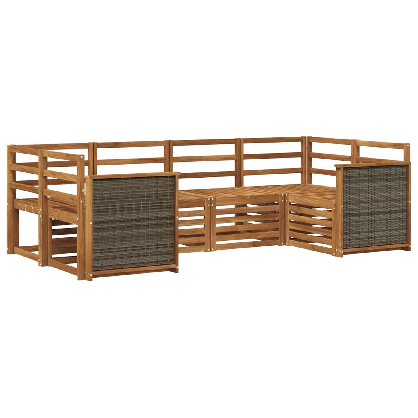 Set divano sezionale 5 pcs Naturale Legno di Acacia Massello