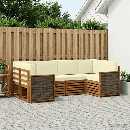 Set divano sezionale con cuscino 5 pcs Naturale e Crema