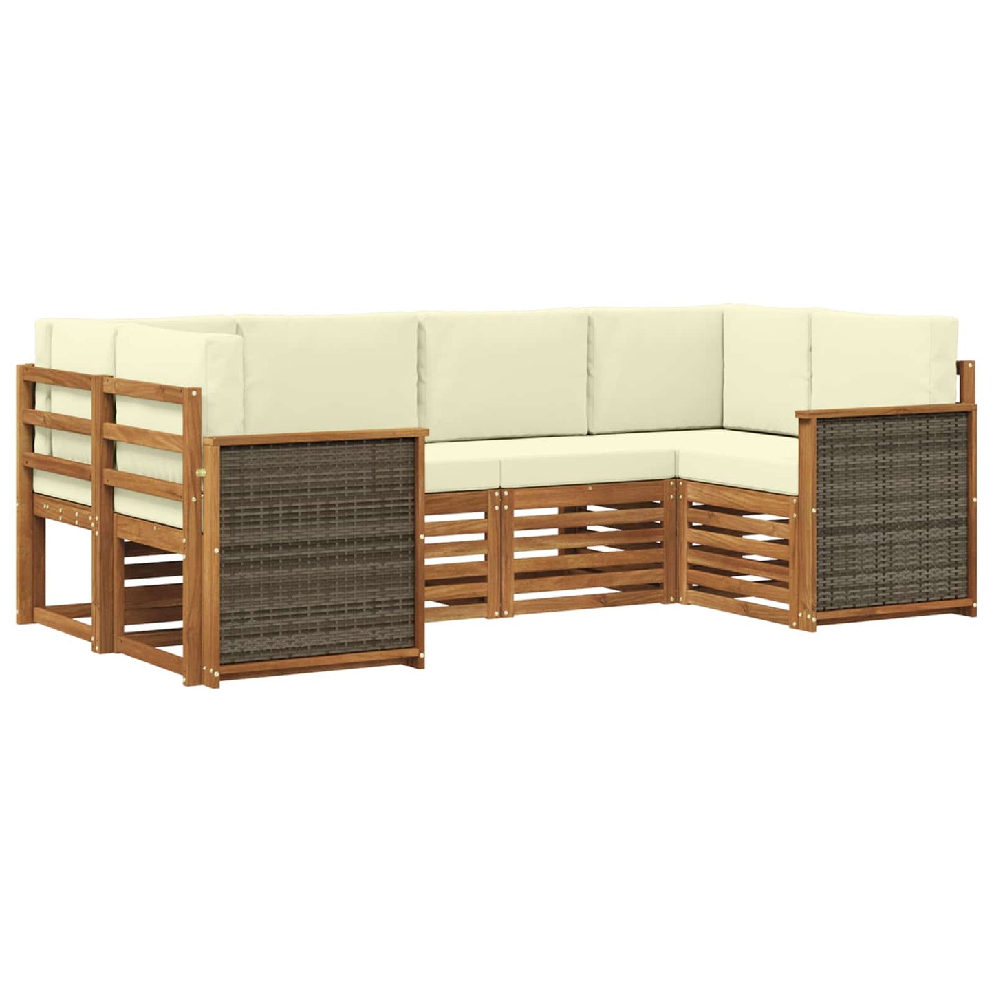Set divano sezionale con cuscino 5 pcs Naturale e Crema