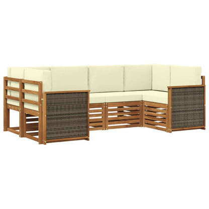 Set divano sezionale con cuscino 5 pcs Naturale e Crema