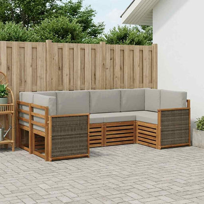 Set divano sezionale con cuscino 5 pcs Naturale e Grigio Chiaro
