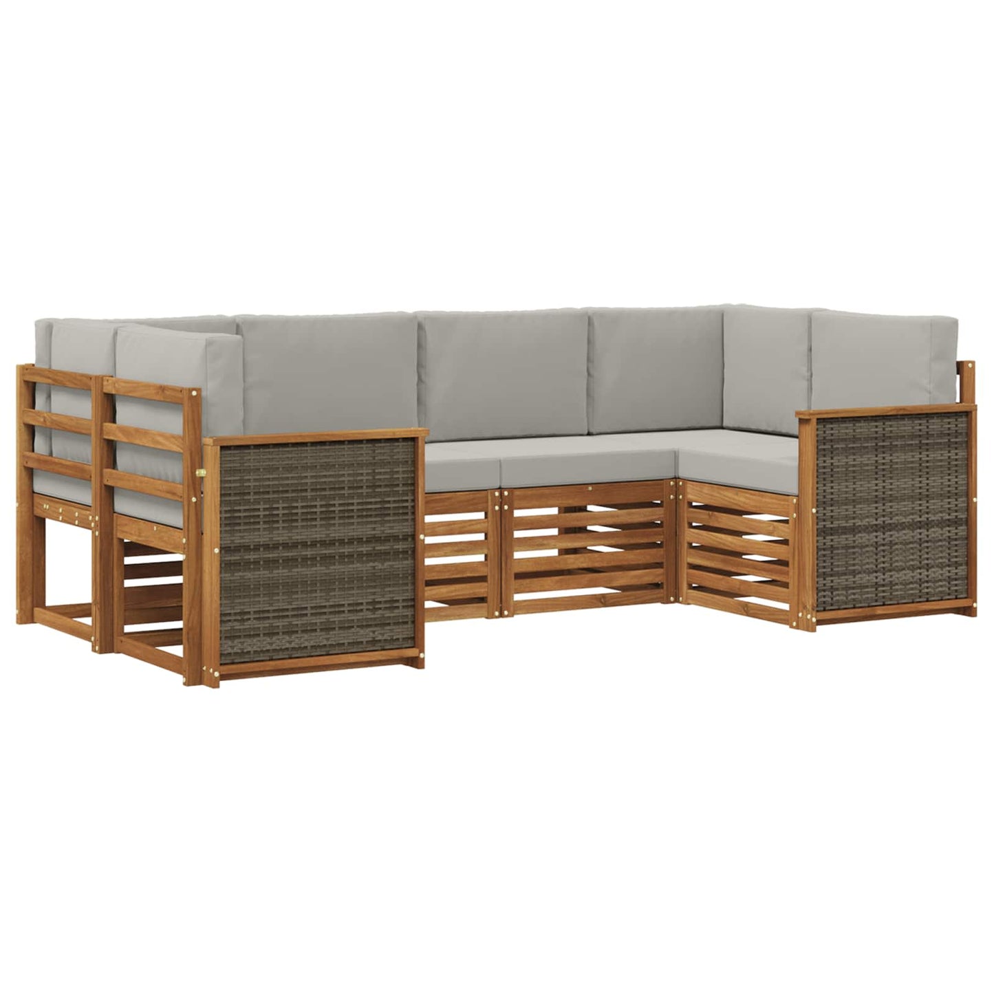 Set divano sezionale con cuscino 5 pcs Naturale e Grigio Chiaro