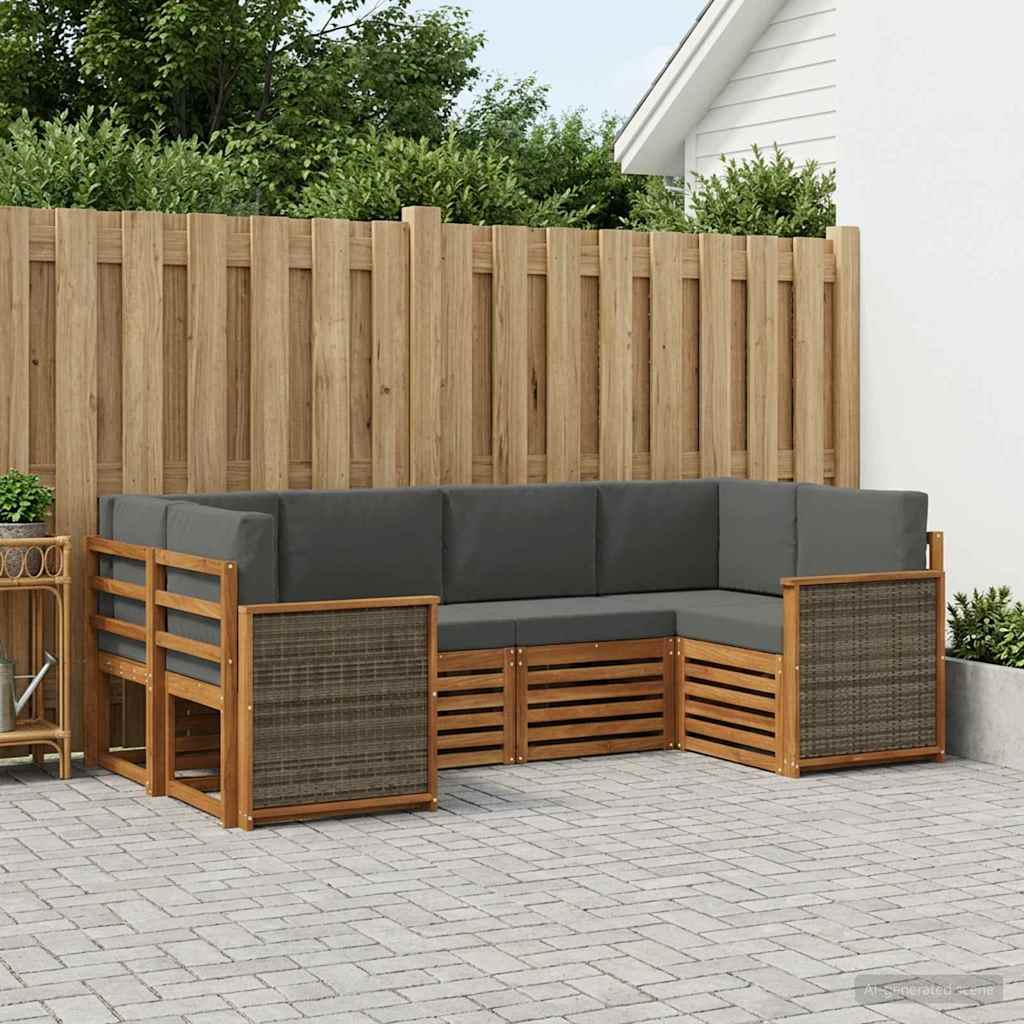 Set divano sezionale con cuscino 5 pcs Naturale e Antracite