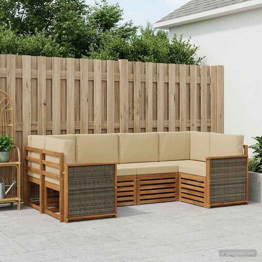 Set divano sezionale con cuscino 5 pcs Naturale
