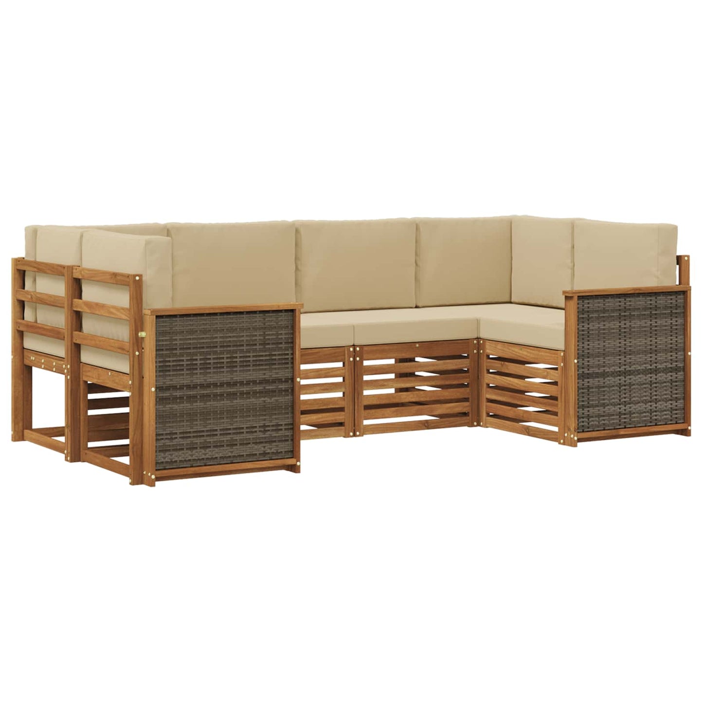 Set divano sezionale con cuscino 5 pcs Naturale | homemem39
