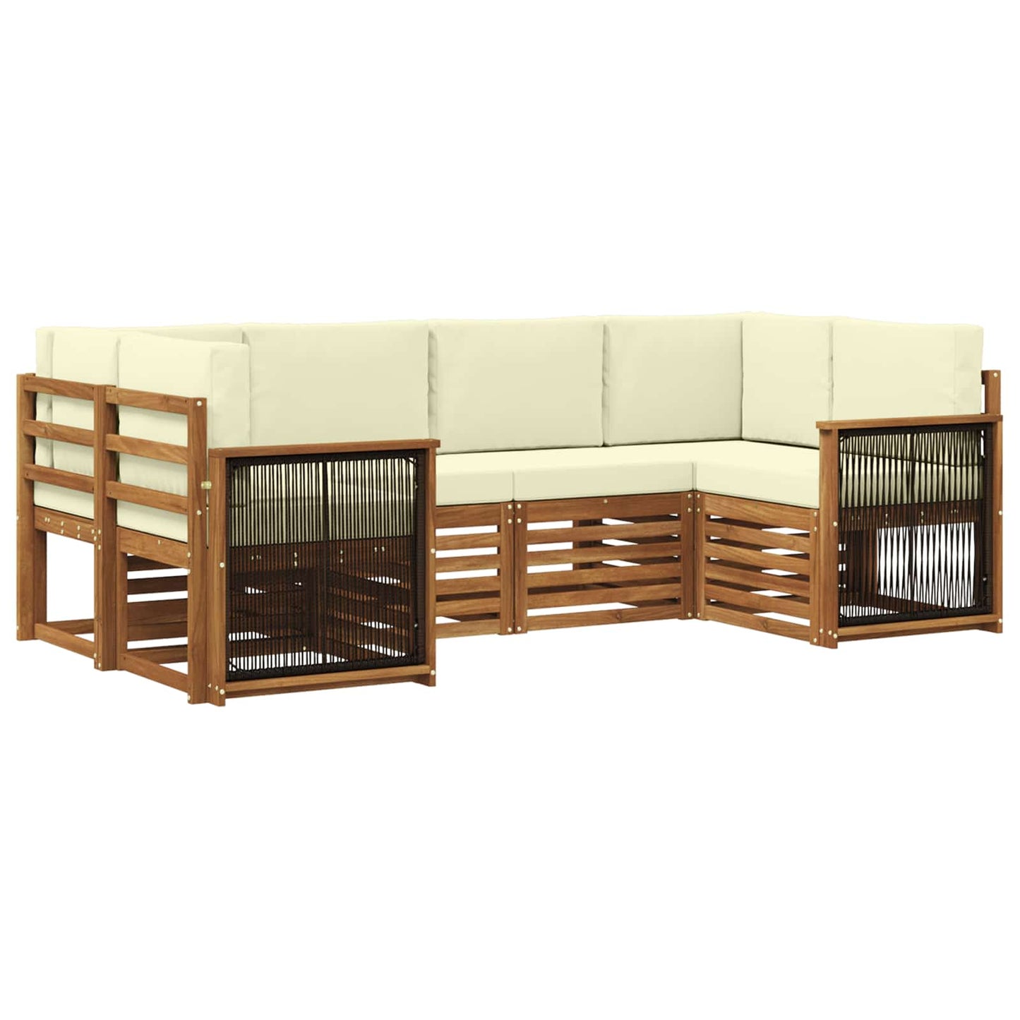 Set divano sezionale con cuscino 5 pcs Naturale e Crema | homemem39