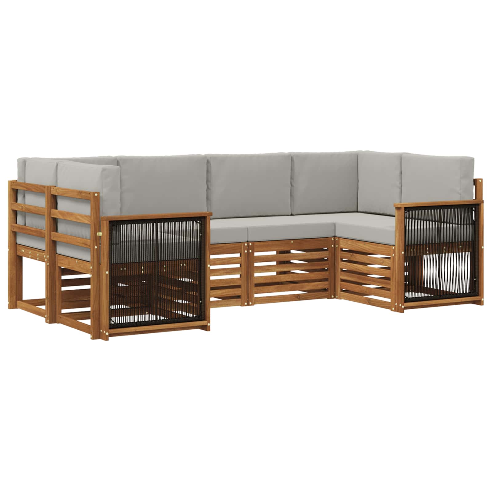 Set divano sezionale con cuscino 5 pcs Naturale e Grigio Chiaro | homemem39