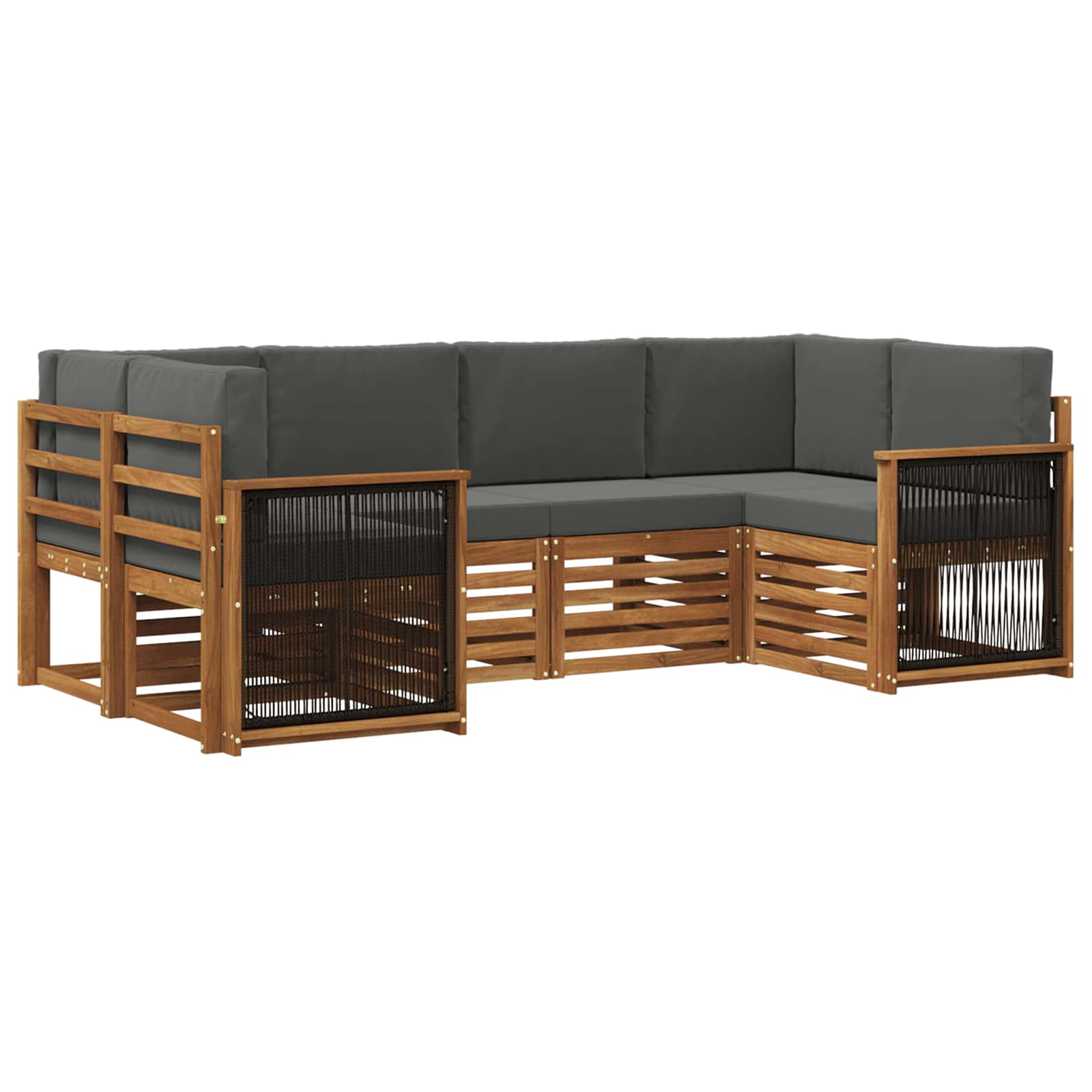 Set divano sezionale con cuscino 5 pcs Naturale e Antracite | homemem39