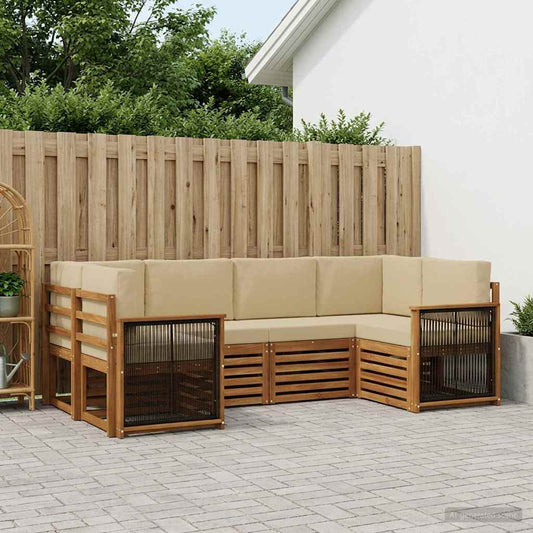 Set divano sezionale con cuscino 5 pcs Naturale