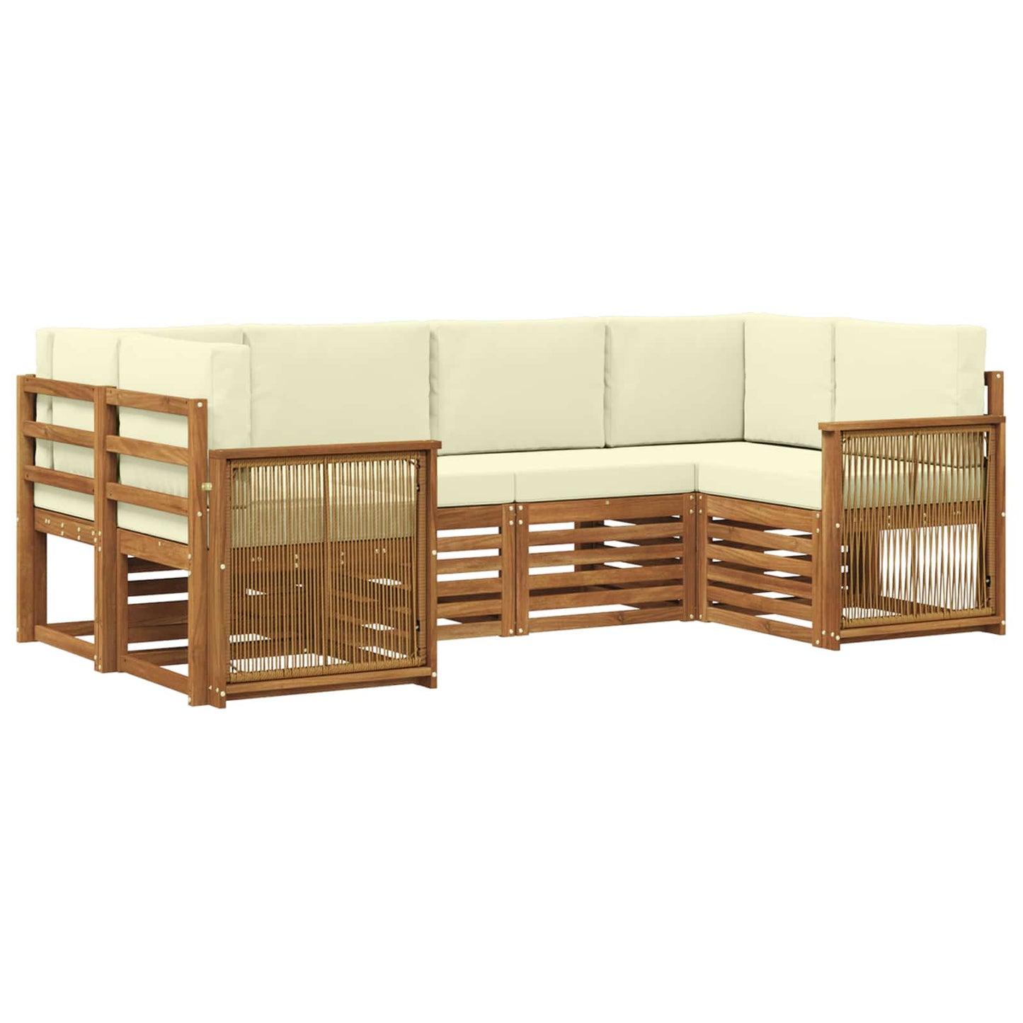 Set divano sezionale con cuscino 5 pcs Naturale e Crema | homemem39