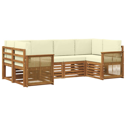 Set divano sezionale con cuscino 5 pcs Naturale e Crema | homemem39