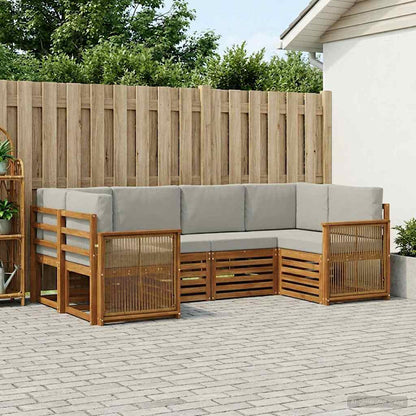 Set divano sezionale con cuscino 5 pcs Naturale e Grigio Chiaro