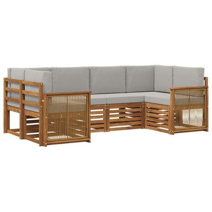 Set divano sezionale con cuscino 5 pcs Naturale e Grigio Chiaro
