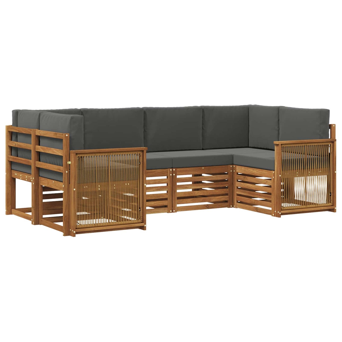 Set divano sezionale con cuscino 5 pcs Naturale e Antracite | homemem39
