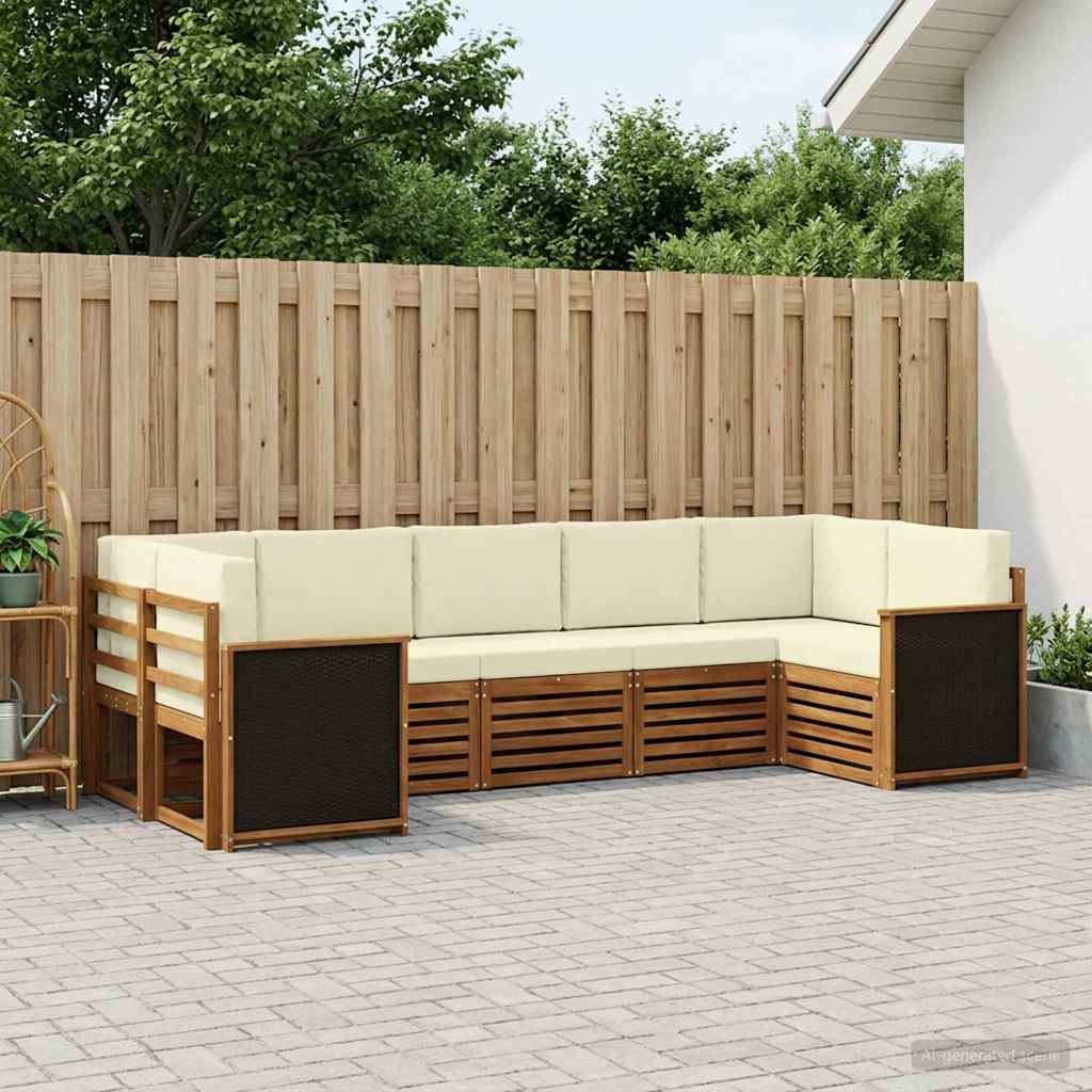 Set divano sezionale con cuscino 6 pcs Naturale e Crema