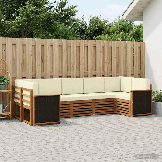 Set divano sezionale con cuscino 6 pcs Naturale e Crema