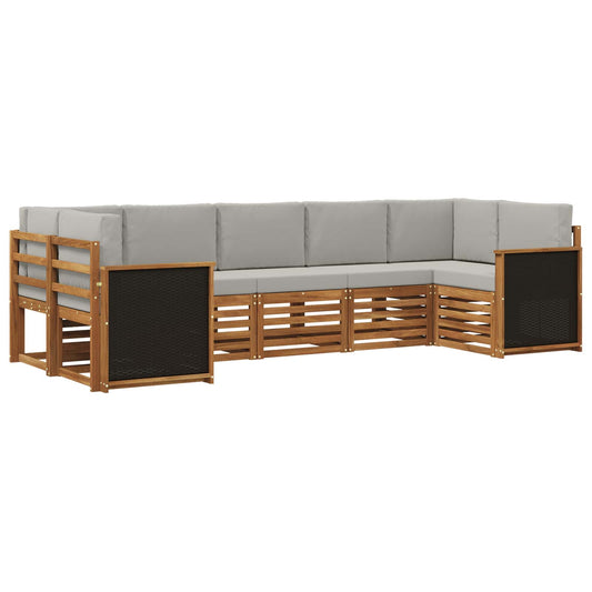 Set divano sezionale con cuscino 6 pcs Naturale e Grigio Chiaro | homemem39
