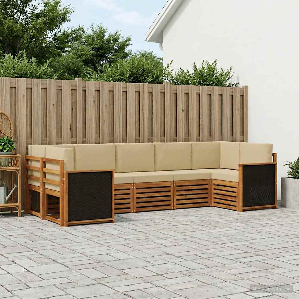 Set divano sezionale con cuscino 6 pcs Naturale