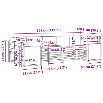 Set divano sezionale con cuscino 6 pcs Naturale