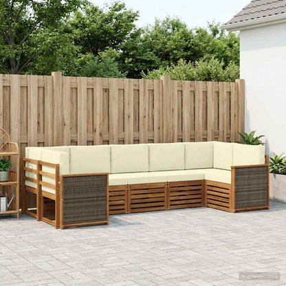 Set divano sezionale con cuscino 6 pcs Naturale e Crema