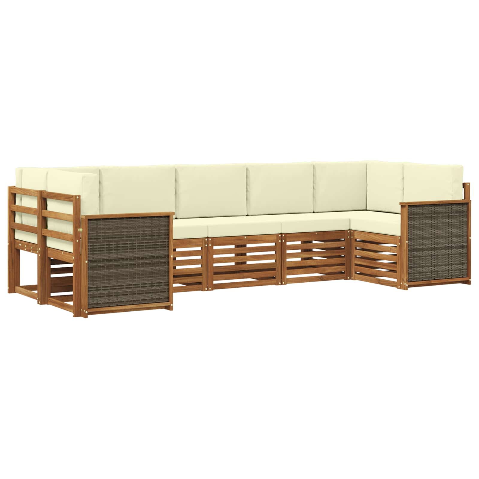 Set divano sezionale con cuscino 6 pcs Naturale e Crema | homemem39