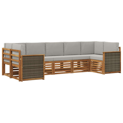 Set divano sezionale con cuscino 6 pcs Naturale e Grigio Chiaro