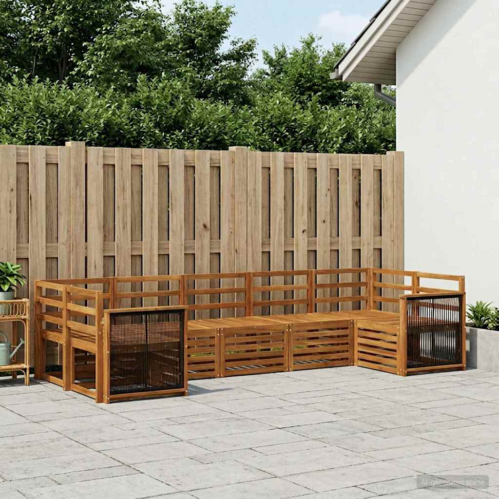 Set divano sezionale 6 pcs Naturale Legno di Acacia Massello
