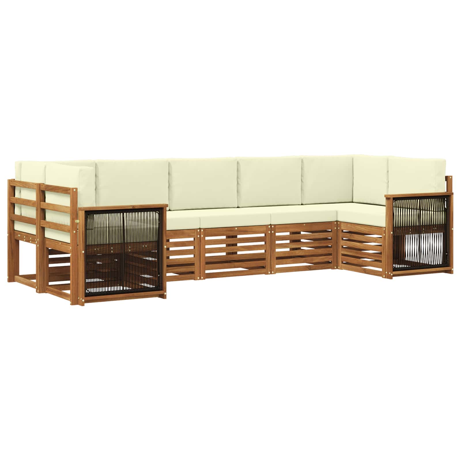 Set divano sezionale con cuscino 6 pcs Naturale e Crema | homemem39