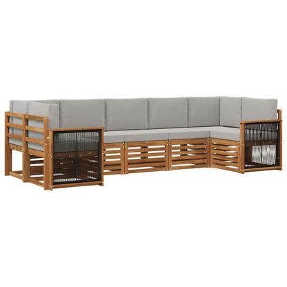 Set divano sezionale con cuscino 6 pcs Naturale e Grigio Chiaro