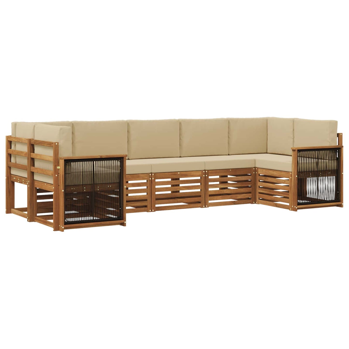 Set divano sezionale con cuscino 6 pcs Naturale