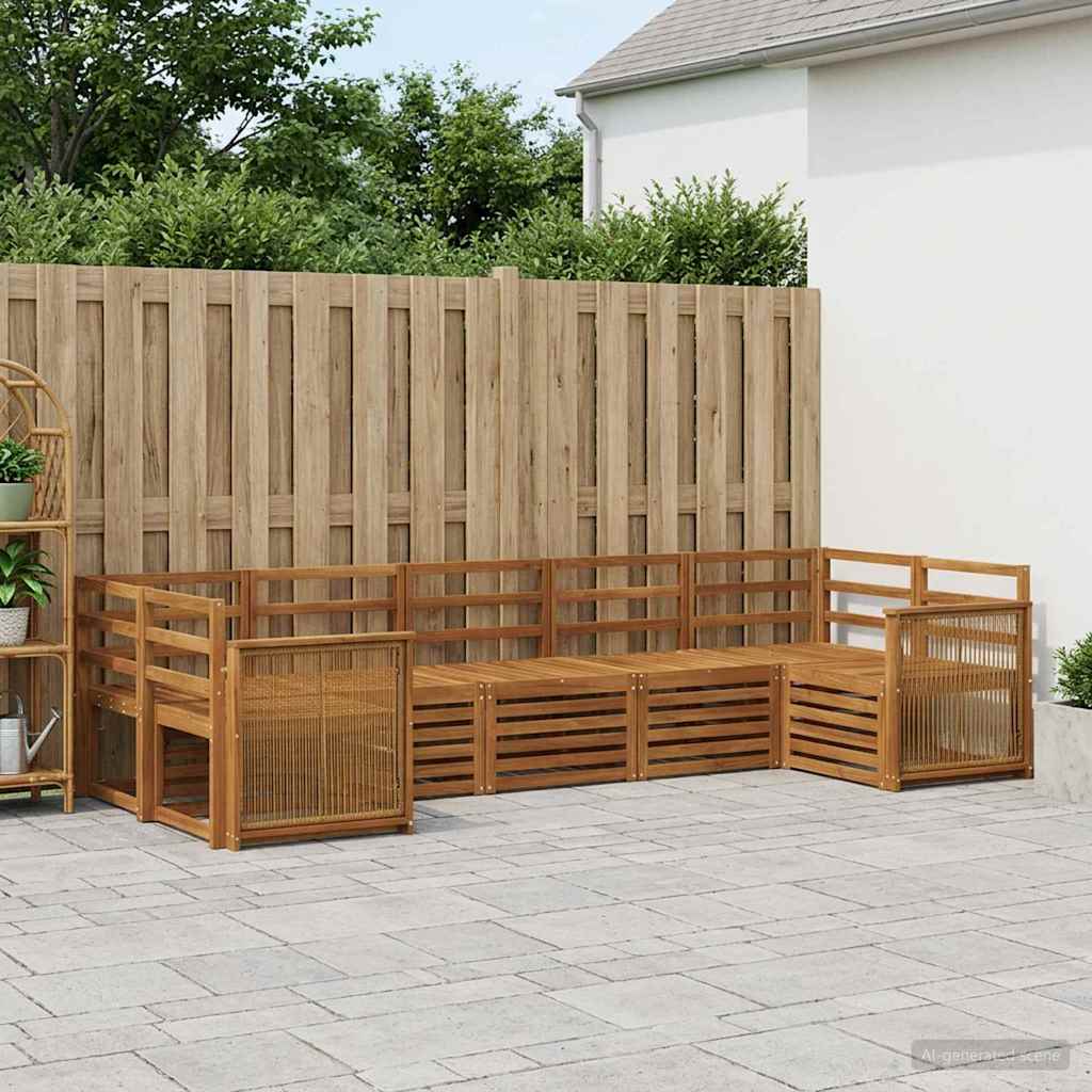 Set divano sezionale 6 pcs Naturale Legno di Acacia Massello