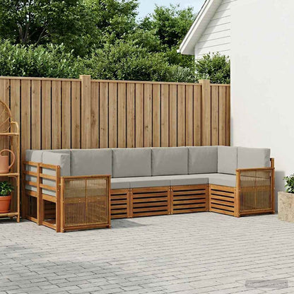 Set divano sezionale con cuscino 6 pcs Naturale e Grigio Chiaro