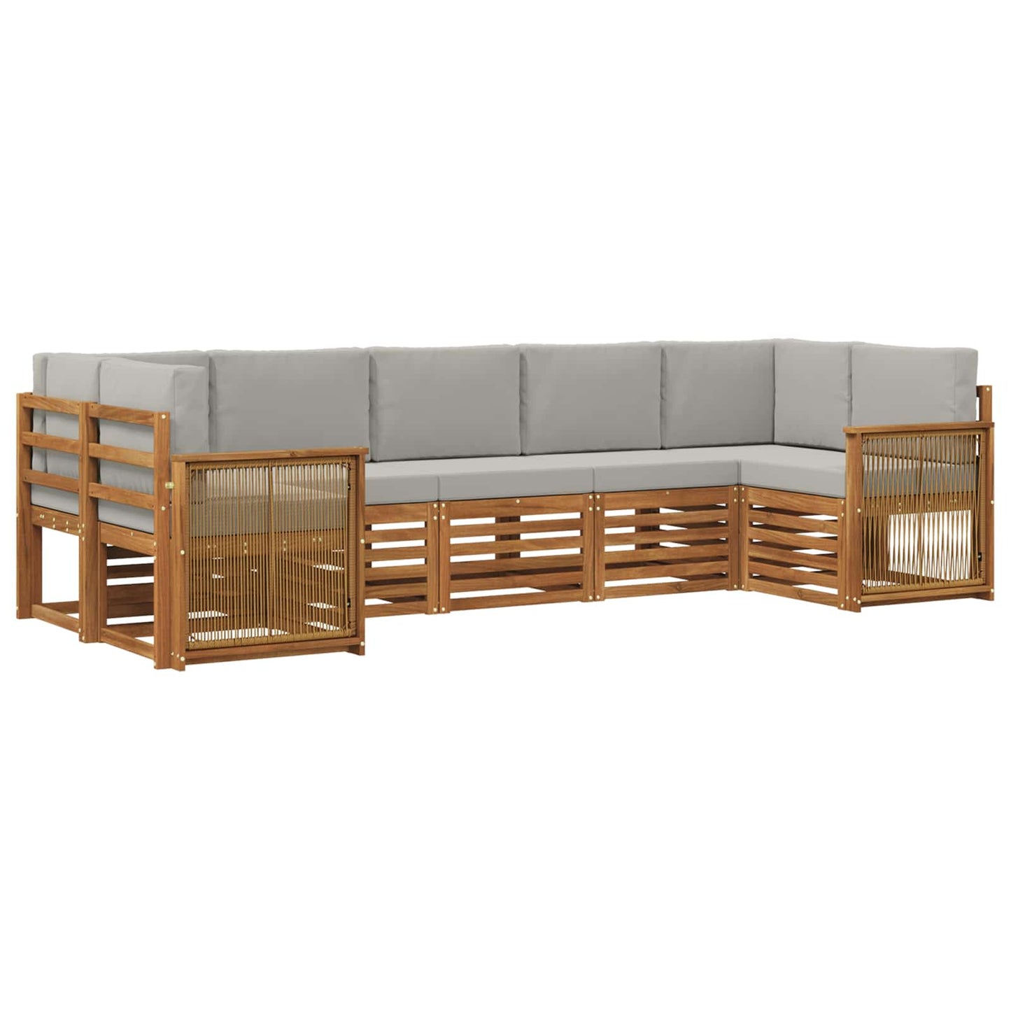 Set divano sezionale con cuscino 6 pcs Naturale e Grigio Chiaro