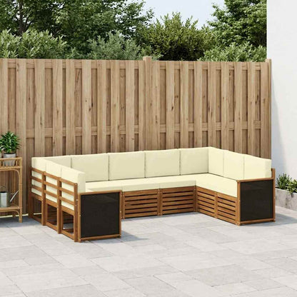 Set divano sezionale con cuscino 7 pcs Naturale e Crema