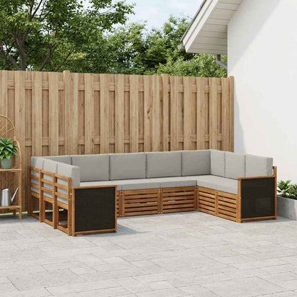 Set divano sezionale con cuscino 7 pcs Naturale e Grigio Chiaro