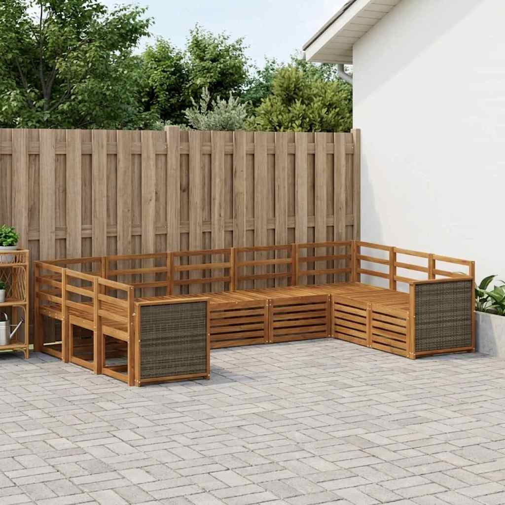 Set divano sezionale 7 pcs Naturale Legno di Acacia Massello